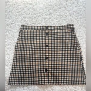 LOFT Plaid Skirt in Black and Tan